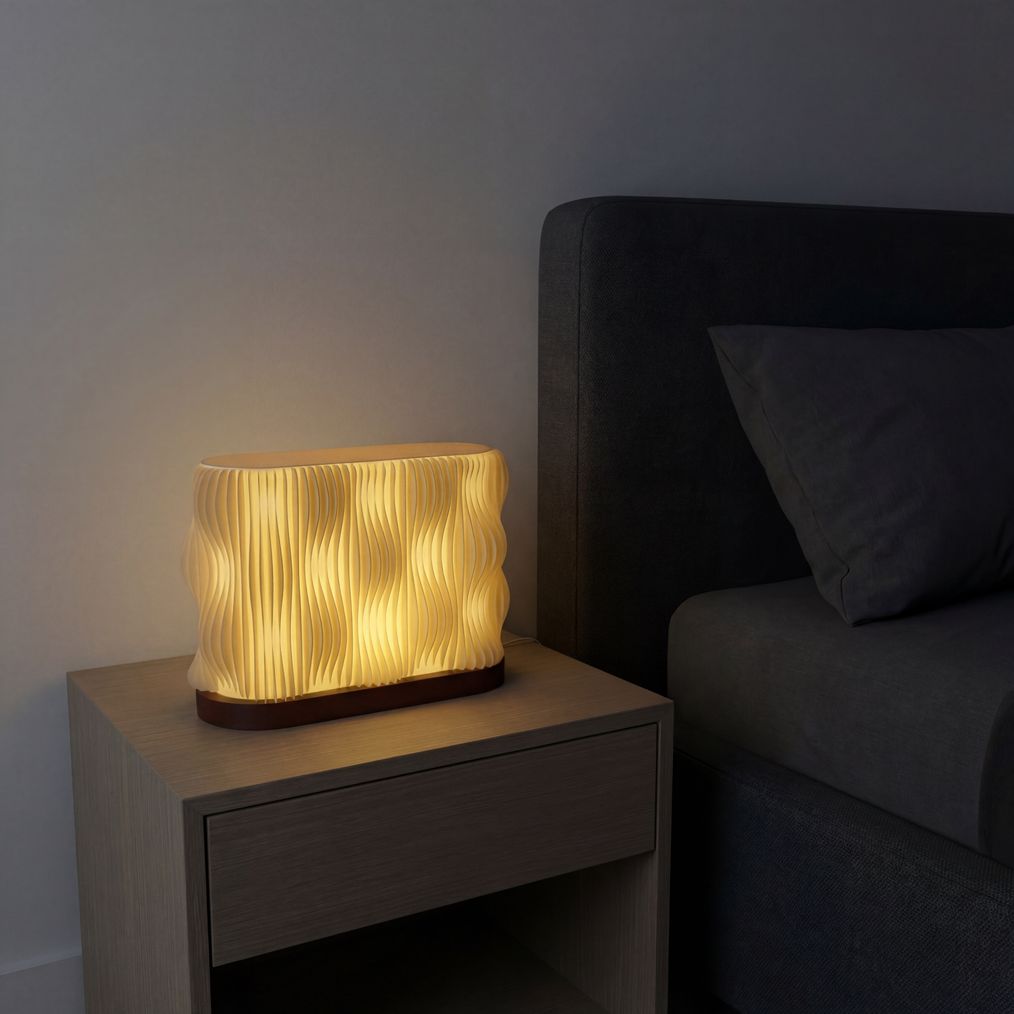 Orión - lámpara de mesa, curvas de luz y calidez